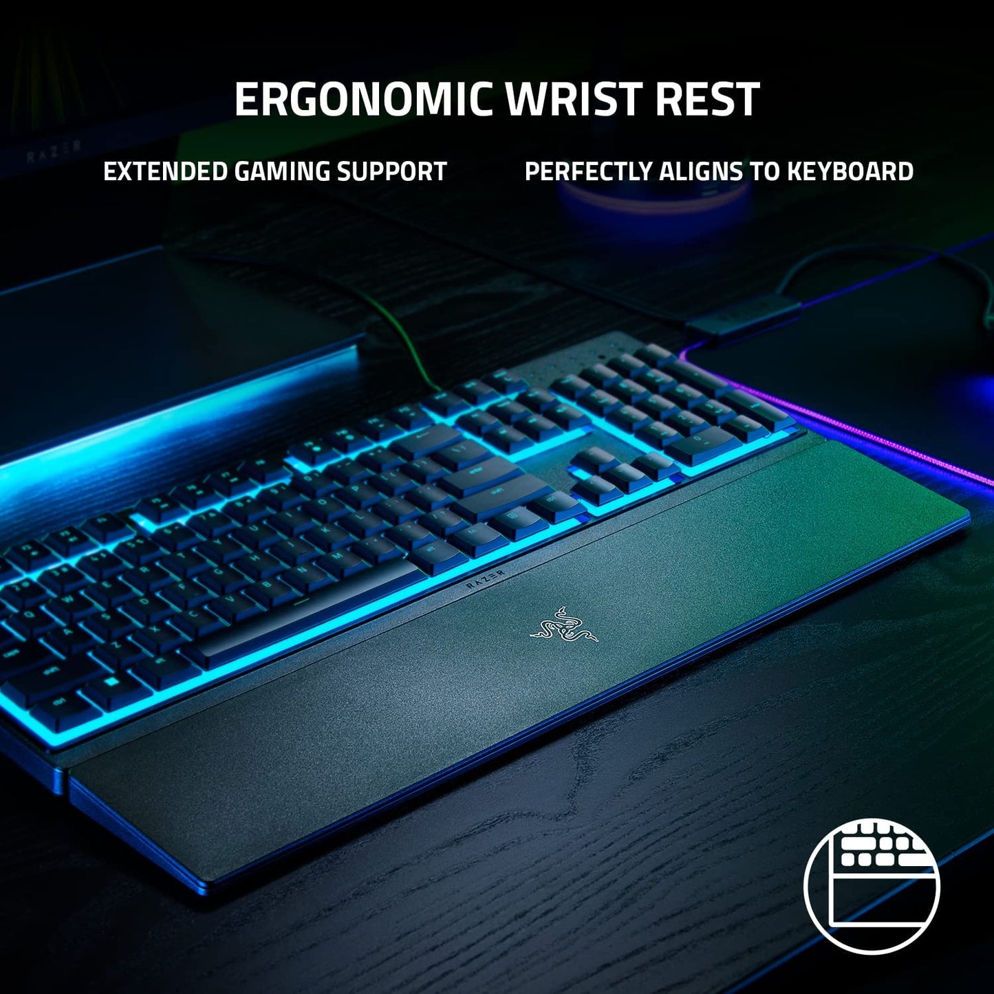 Ornata V3 X - Low Profile Gaming Keyboard (Silent Membrane Switches, Uv-Coated Keycaps, Durable, Spill-Resistant Design, Ergonomic Writst Rest) UK Layout | Black