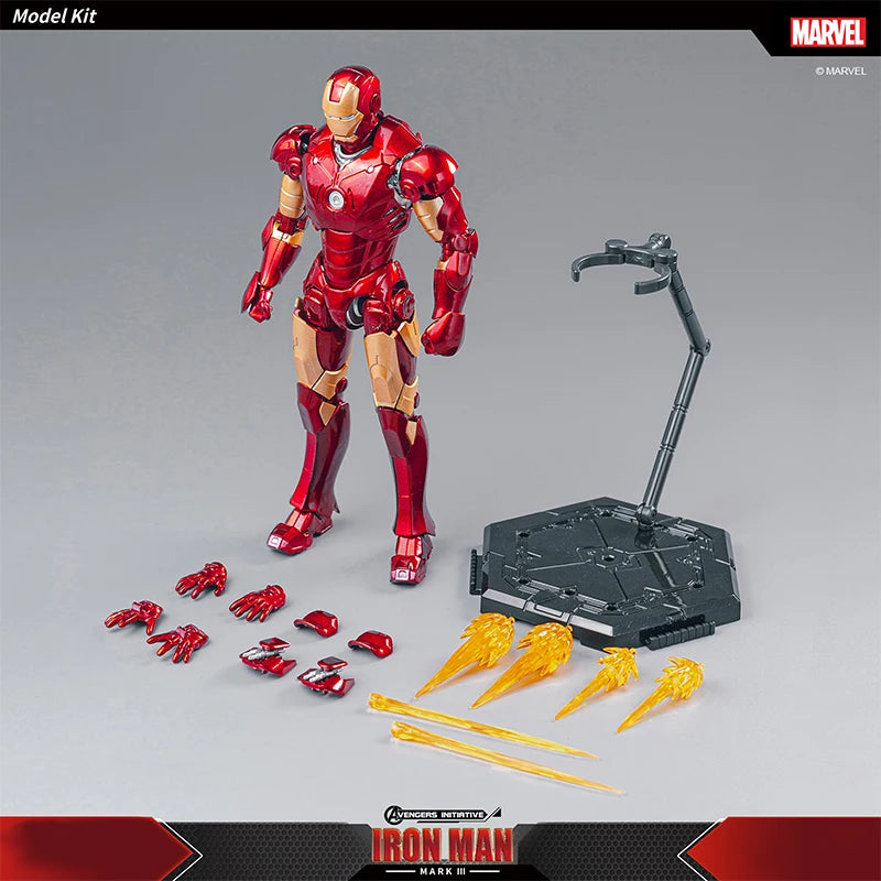 Marvel Iron Man MK42 Assembled Model 10In 1/7 Scale Action Figures Reactors Can Emit Light Collect Ornament Boy Toy Gift