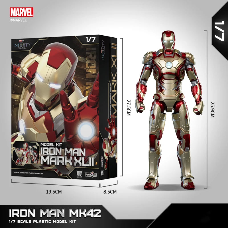 Marvel Iron Man MK42 Assembled Model 10In 1/7 Scale Action Figures Reactors Can Emit Light Collect Ornament Boy Toy Gift