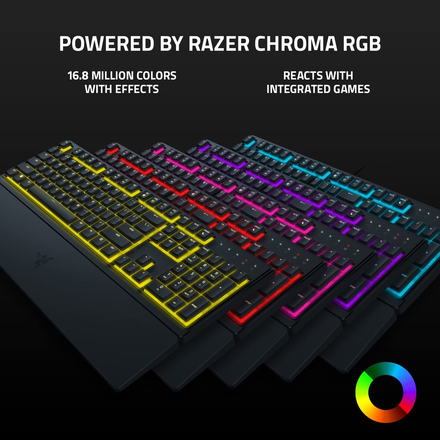 Ornata V3 X - Low Profile Gaming Keyboard (Silent Membrane Switches, Uv-Coated Keycaps, Durable, Spill-Resistant Design, Ergonomic Writst Rest) UK Layout | Black