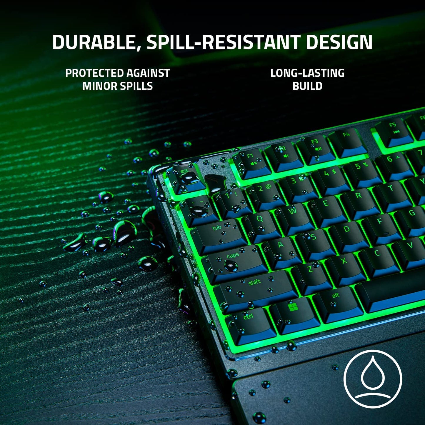 Ornata V3 X - Low Profile Gaming Keyboard (Silent Membrane Switches, Uv-Coated Keycaps, Durable, Spill-Resistant Design, Ergonomic Writst Rest) UK Layout | Black
