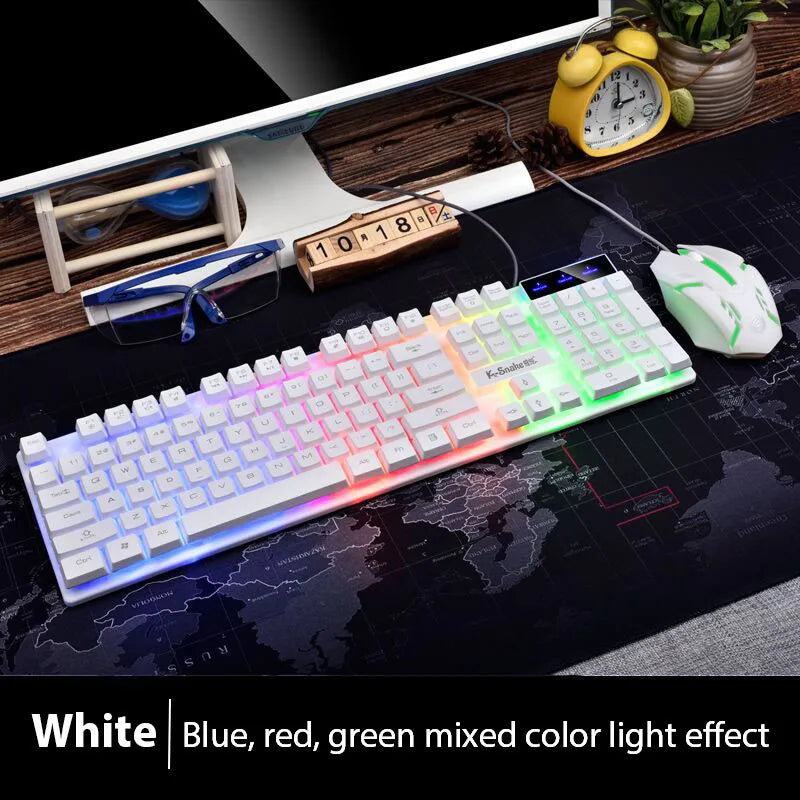 Conjunto de teclado e mouse KM320 teclado retroiluminado de jogo luminoso à prova d'água
