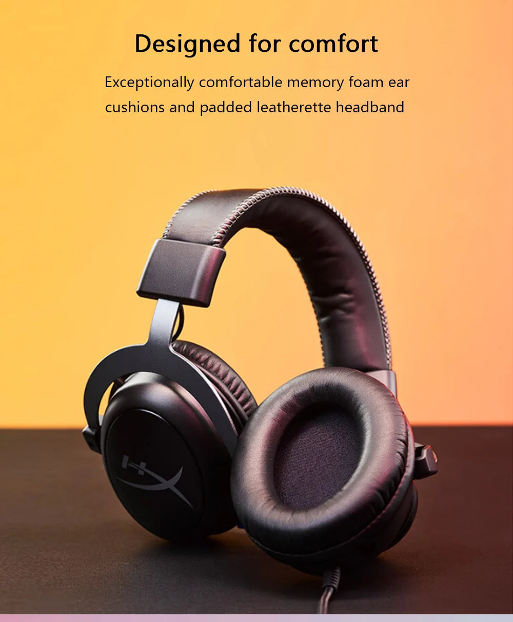 Hyperx cloud ii fone de ouvido para jogos hi-fi 7.1 som surround/microfone destacável/placa de som usb para pc ps cloud 2 fone de ouvido para jogos com fio