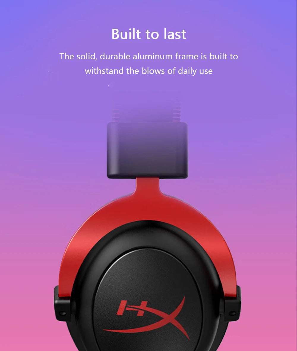 Hyperx cloud ii fone de ouvido para jogos hi-fi 7.1 som surround/microfone destacável/placa de som usb para pc ps cloud 2 fone de ouvido para jogos com fio