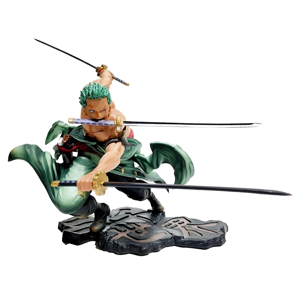 One Piece Anime Action Figure, GK Roronoa Zoro, Três Lâminas, Manga Sa-maximum, Estátua, Modelo de Coleção, Brinquedo, Quente, 10cm