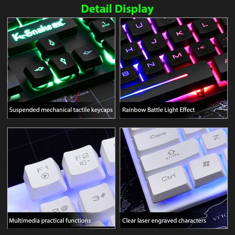 Conjunto de teclado e mouse KM320 teclado retroiluminado de jogo luminoso à prova d'água