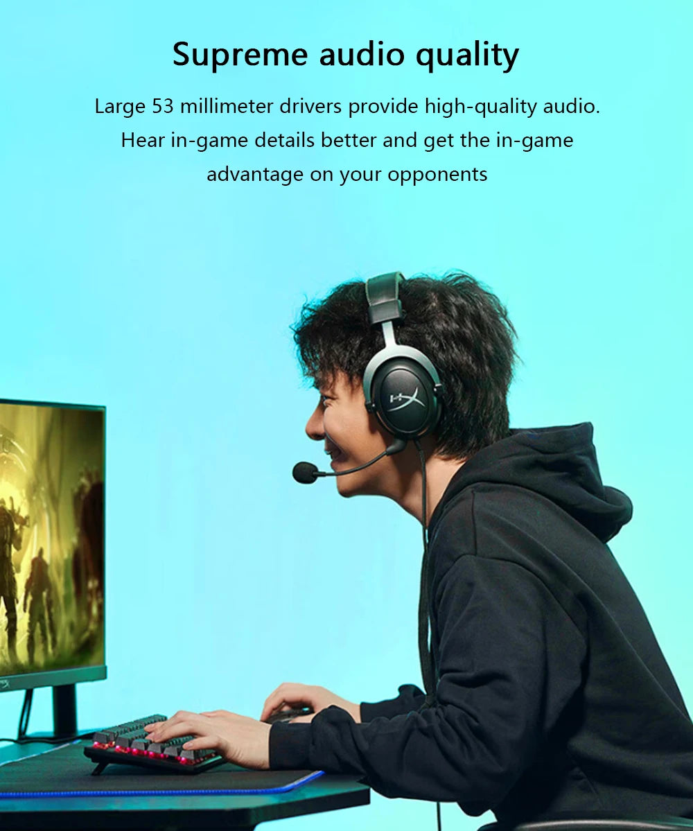 Hyperx cloud ii fone de ouvido para jogos hi-fi 7.1 som surround/microfone destacável/placa de som usb para pc ps cloud 2 fone de ouvido para jogos com fio