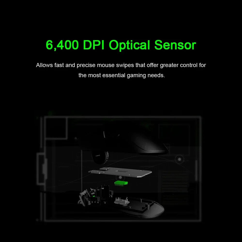 Original razer deathadder essencial wired gaming mouse ratos 6400dpi sensor óptico 5 botões independentes para computador portátil gamer