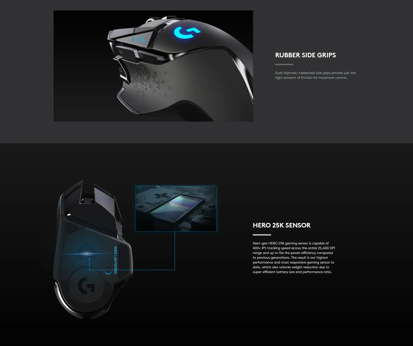 Logitech g502 hero lightpeed mouse para jogos com fio/sem fio 2.4ghz hero 25600dpi rgb adequado para jogadores e-sports mouse