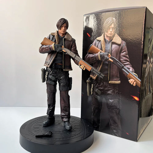 Resident Evil Leon S. Kennedy Couro Leon Anime Figura Meninos Coleção Figuras de Ação Boneca Decoração de Mesa Estátua de PVC Brinquedos Presente