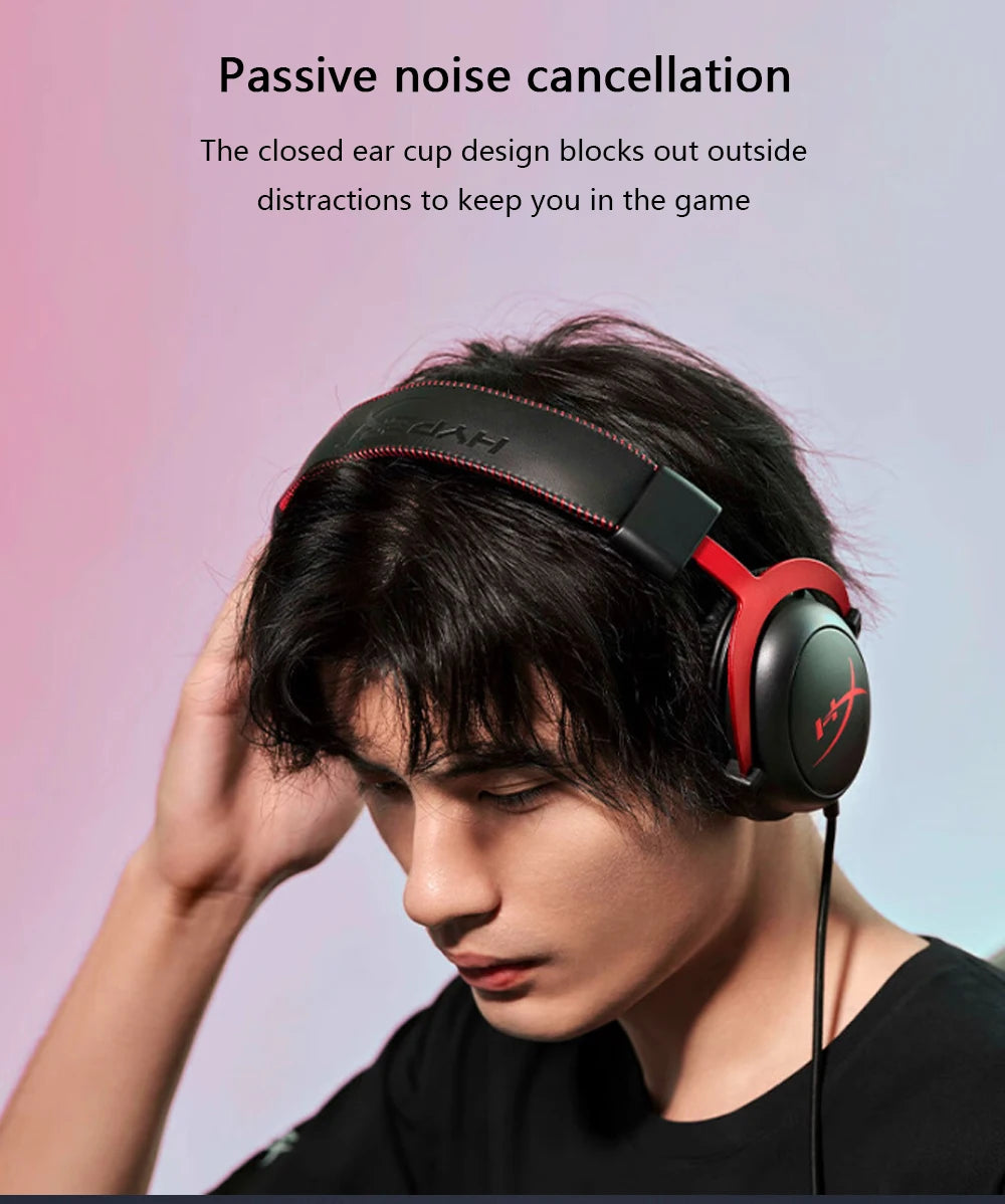 Hyperx cloud ii fone de ouvido para jogos hi-fi 7.1 som surround/microfone destacável/placa de som usb para pc ps cloud 2 fone de ouvido para jogos com fio