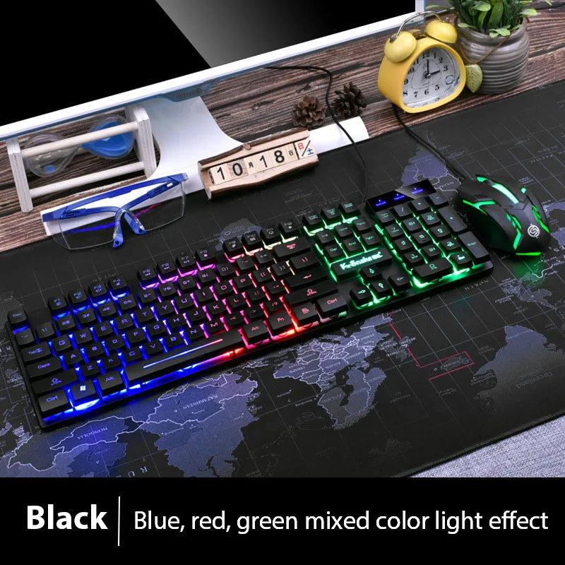 Conjunto de teclado e mouse KM320 teclado retroiluminado de jogo luminoso à prova d'água