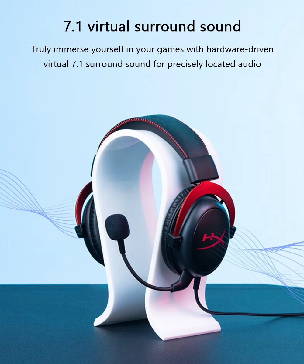 Hyperx cloud ii fone de ouvido para jogos hi-fi 7.1 som surround/microfone destacável/placa de som usb para pc ps cloud 2 fone de ouvido para jogos com fio