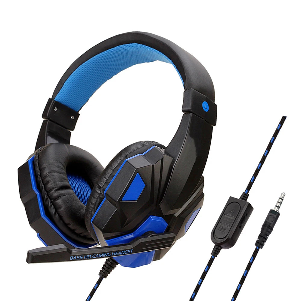 Gaming Headset com fio com microfone com cancelamento de ruído, Gamer ajustável, PS4, PS5, Xbox, Smartphone, PC, 120 °