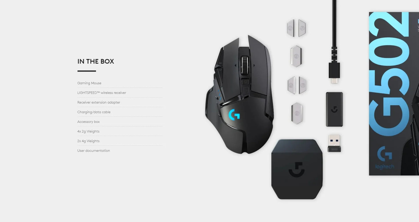 Logitech g502 hero lightpeed mouse para jogos com fio/sem fio 2.4ghz hero 25600dpi rgb adequado para jogadores e-sports mouse