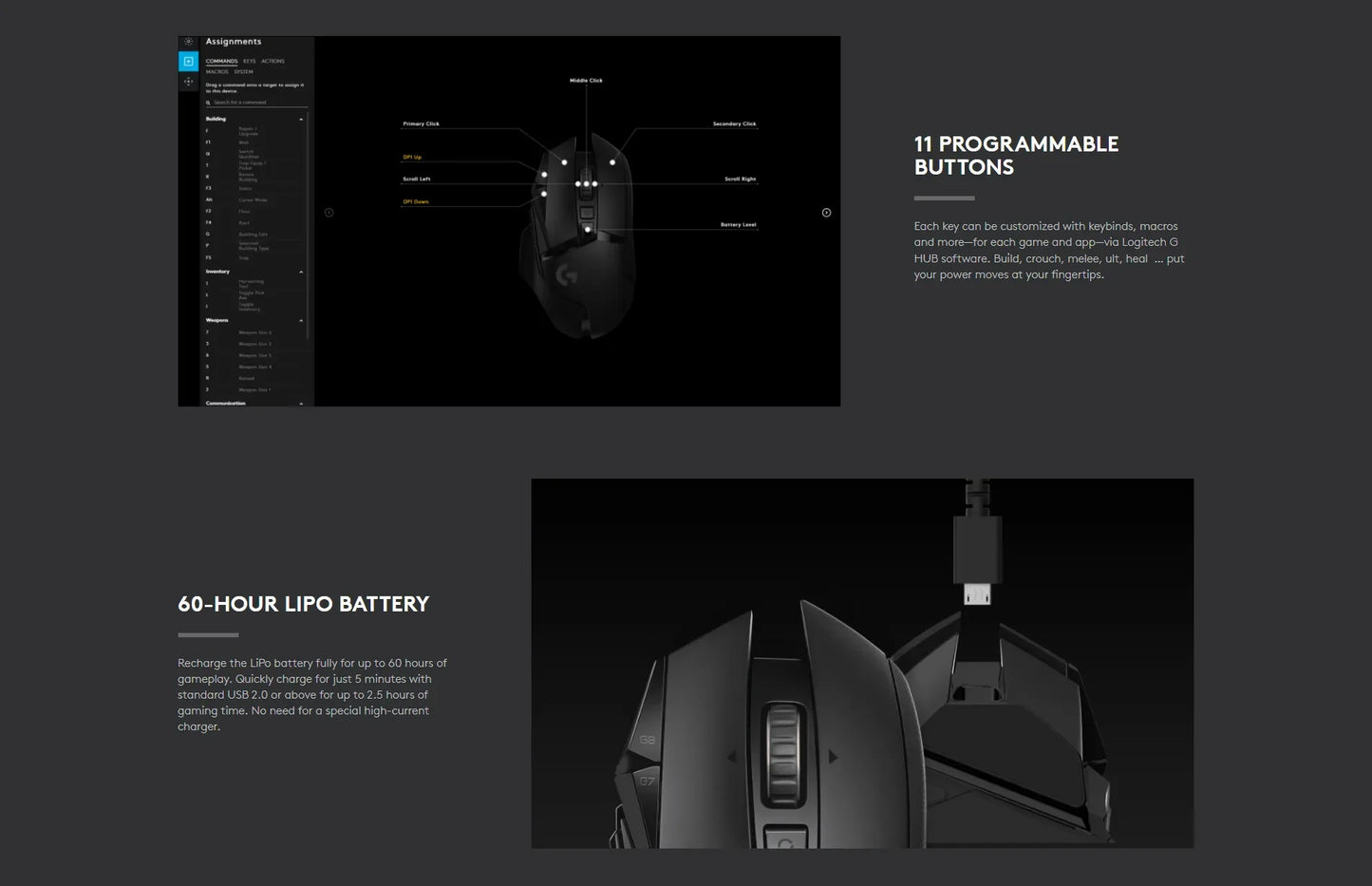 Logitech g502 hero lightpeed mouse para jogos com fio/sem fio 2.4ghz hero 25600dpi rgb adequado para jogadores e-sports mouse