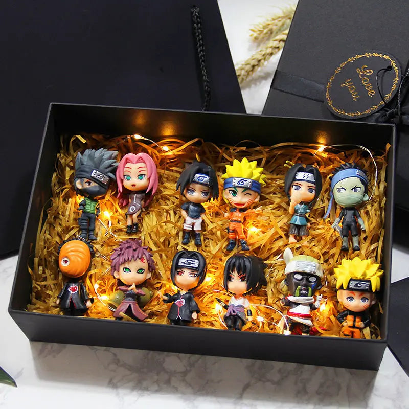 6 Pcs/Lot NARUTO Sasuke Gaara Uchiha Madara Figure 7-8Cm 2 Style Personality Base Mini Figurines