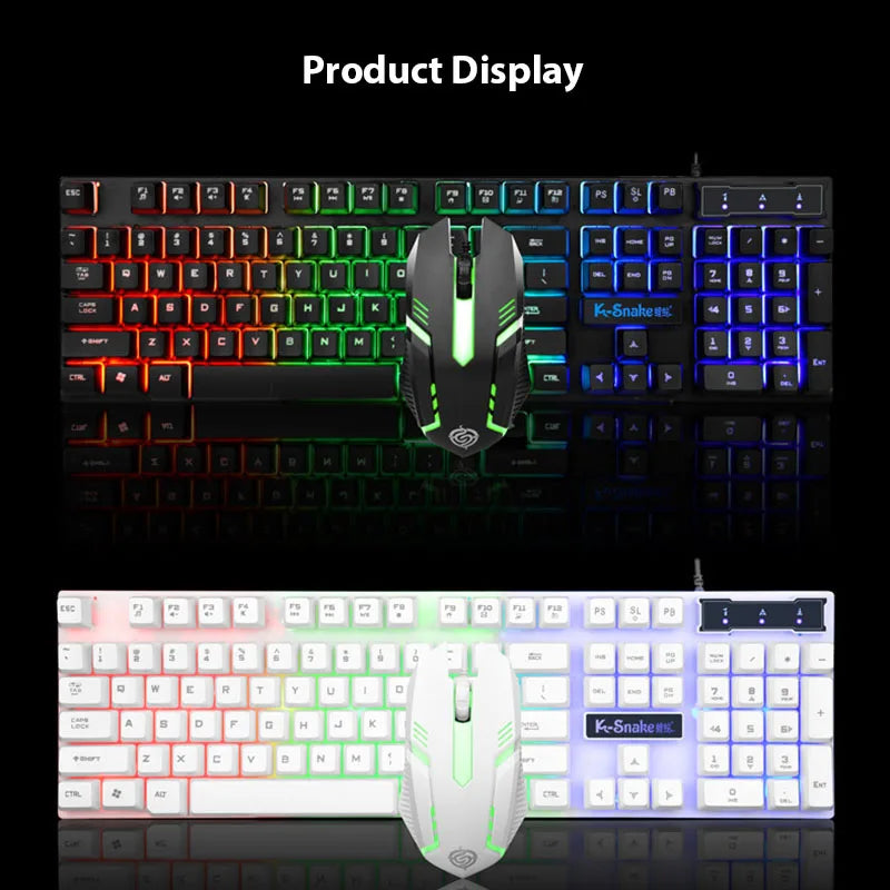 Conjunto de teclado e mouse KM320 teclado retroiluminado de jogo luminoso à prova d'água