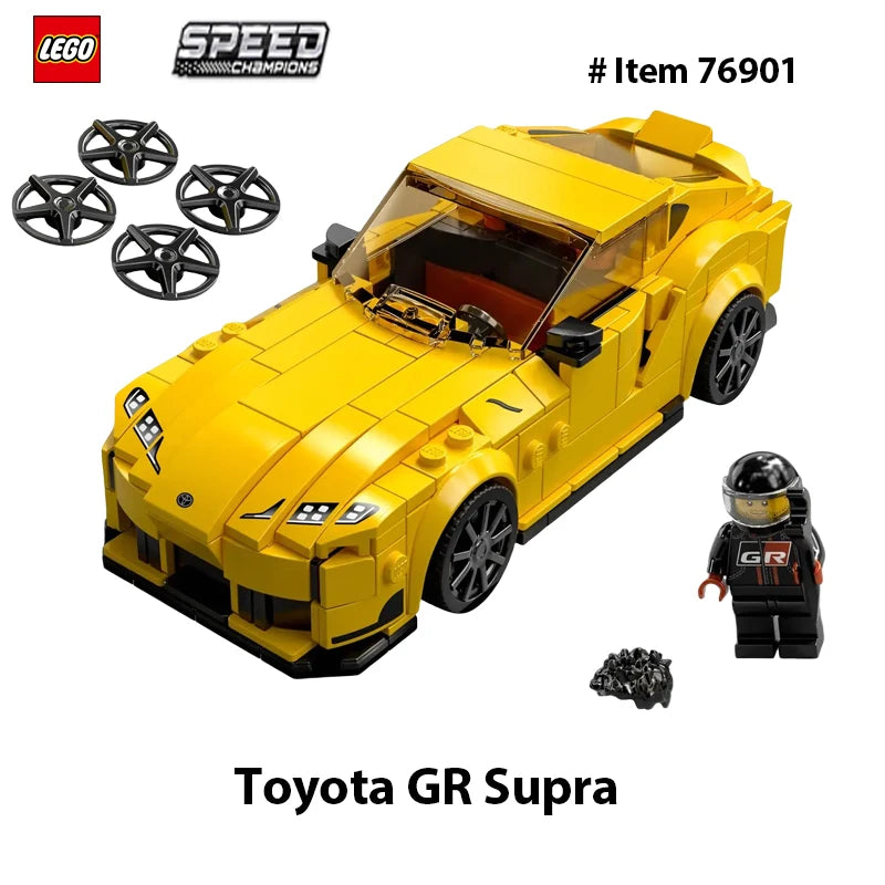 LEGO 76901Speed Champions Toyota GR Supra Collectible Sports Car Toy Building Set with Racing Driver Minifigure