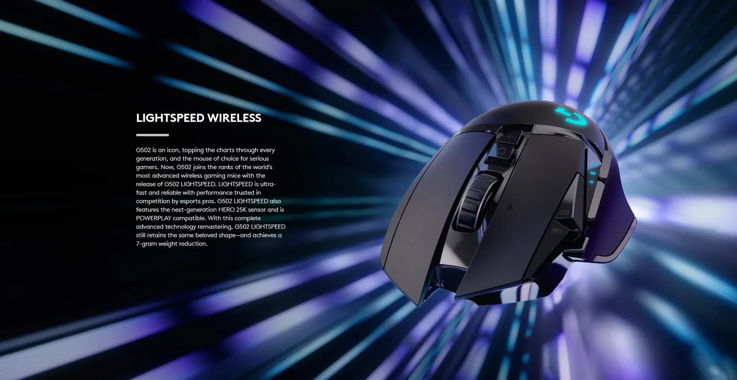 Logitech g502 hero lightpeed mouse para jogos com fio/sem fio 2.4ghz hero 25600dpi rgb adequado para jogadores e-sports mouse