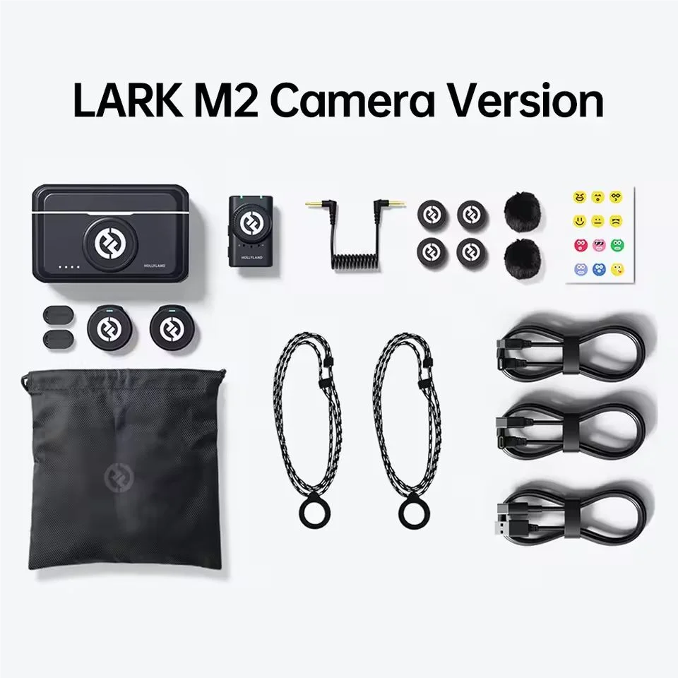 Hollyland Lark M2 Microfone de lapela sem fio para iPhone Android Câmera com cancelamento de ruído para gravação de vídeo Microfone de streaming