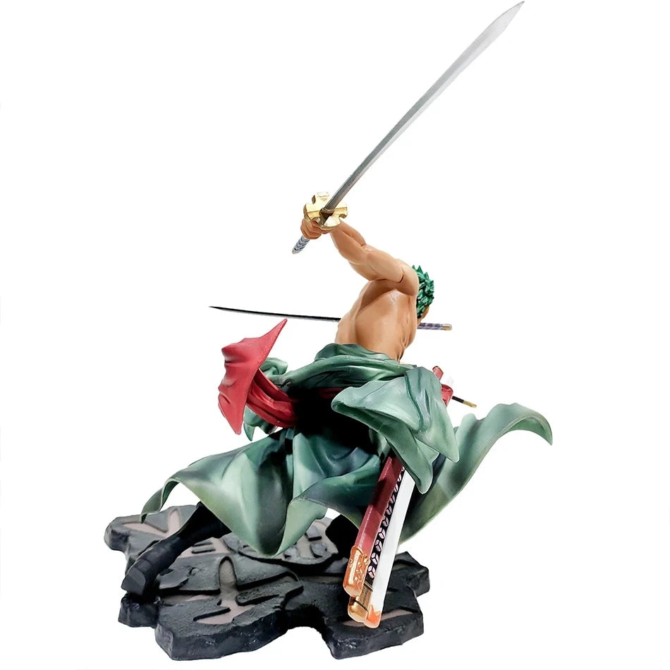 One Piece Anime Action Figure, GK Roronoa Zoro, Três Lâminas, Manga Sa-maximum, Estátua, Modelo de Coleção, Brinquedo, Quente, 10cm