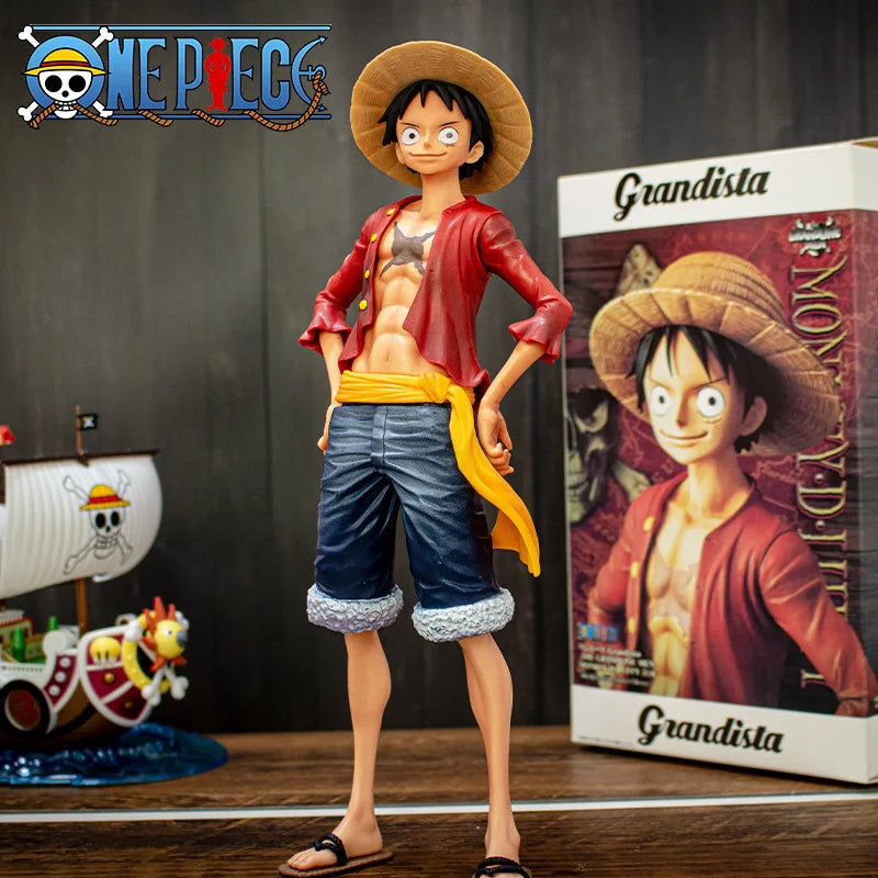 One piece anime figure, 28cm, uma peça, sorriso, rosto, luffy, rosto, boneca, estatueta de ação, modelo, brinquedos kits