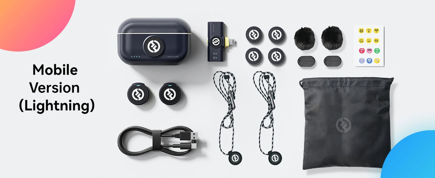 Hollyland Lark M2 Microfone de lapela sem fio para iPhone Android Câmera com cancelamento de ruído para gravação de vídeo Microfone de streaming