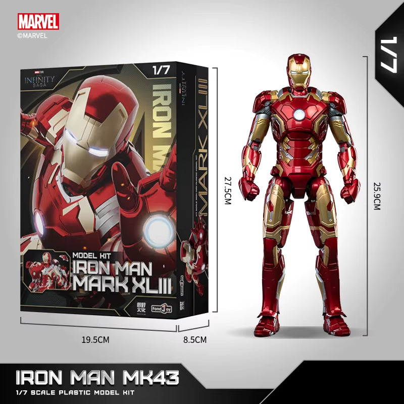 Marvel Iron Man MK42 Assembled Model 10In 1/7 Scale Action Figures Reactors Can Emit Light Collect Ornament Boy Toy Gift