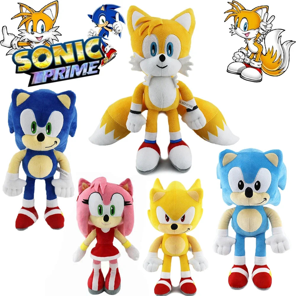 30CM !! High Quality Sonic Plush Toy Sonic Knuckles Tails Cute Cartoon Soft Stuffed Doll Birthday Gift for Children