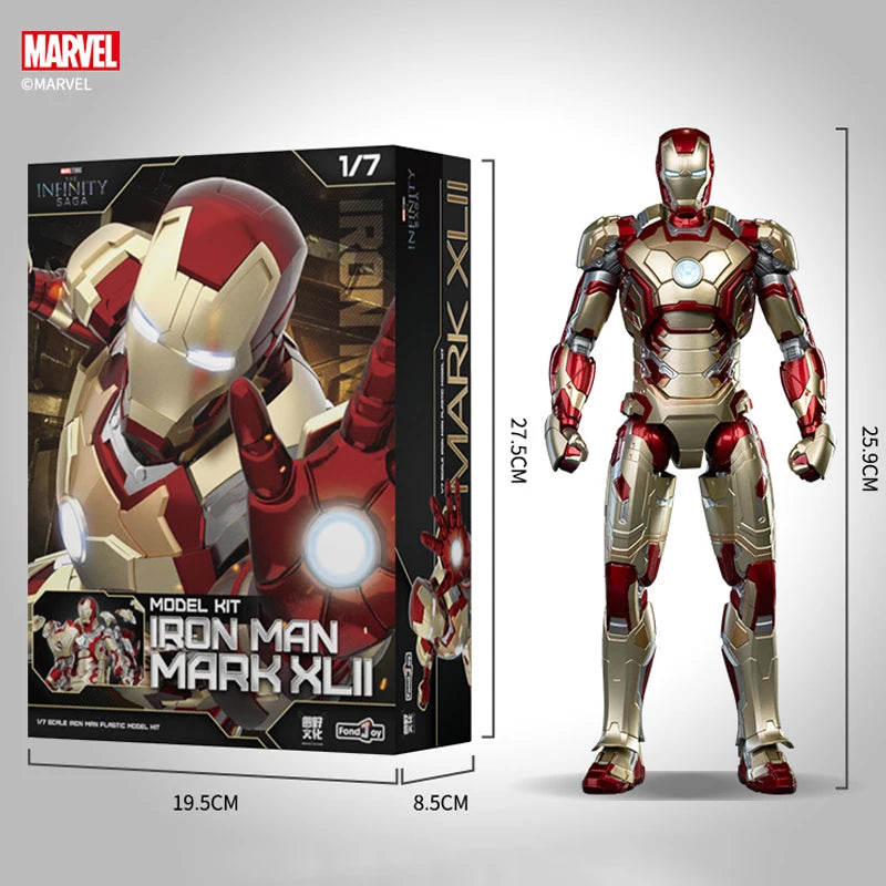Marvel Iron Man MK42 Assembled Model 10In 1/7 Scale Action Figures Reactors Can Emit Light Collect Ornament Boy Toy Gift