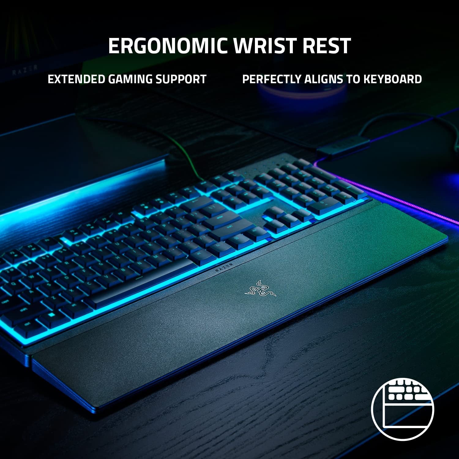 Ornata V3 X - Low Profile Gaming Keyboard (Silent Membrane Switches, Uv-Coated Keycaps, Durable, Spill-Resistant Design, Ergonomic Writst Rest) UK Layout | Black