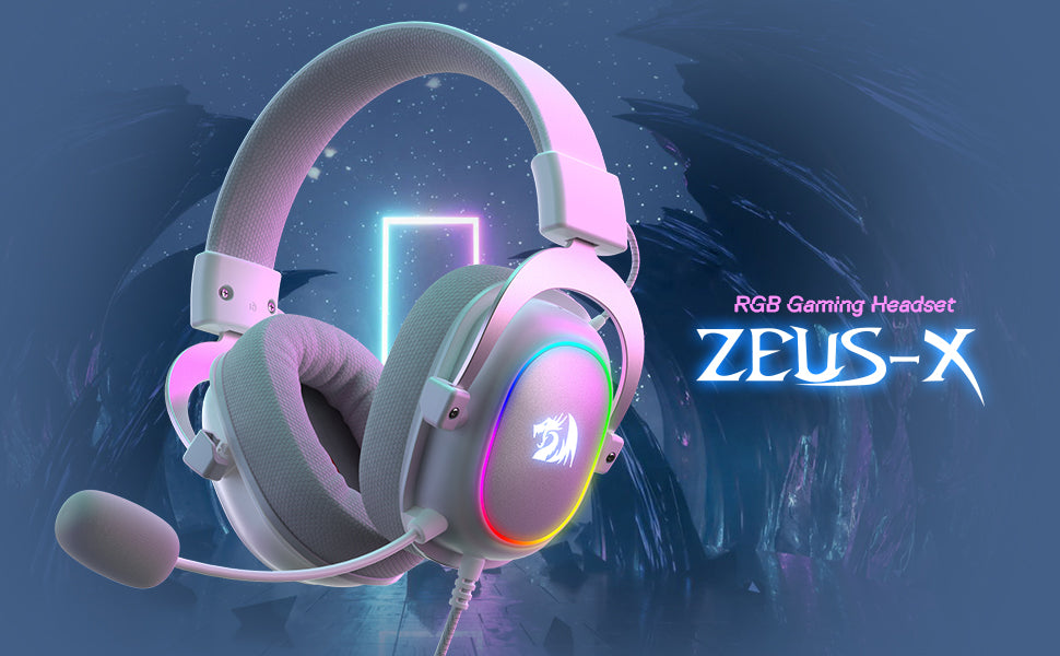 Redragon H510 Zeus-X RGB com fio retroiluminado para jogos fone de ouvido com som surround 7.1 e múltiplas plataformas