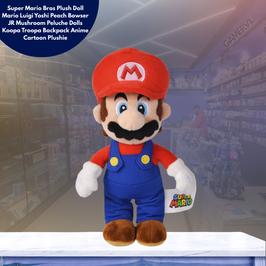Super Mario Bros Plush Doll Mario Luigi Yoshi Peach Bowser JR Mushroom Peluche Dolls Koopa Troopa Backpack Anime Cartoon Plushie