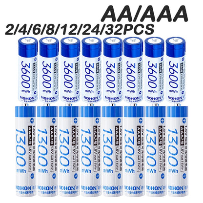 NOHON 1.5V Li-Ion Rechargeable AA Lithium-Ion Batteries 3600Mwh High Capacity AAA Battery for Remote Control Electric Toys Mouse