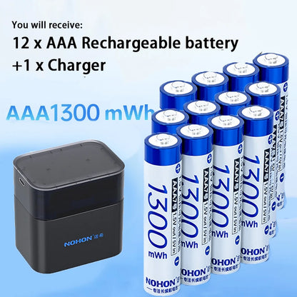 NOHON 1.5V Li-Ion Rechargeable AA Lithium-Ion Batteries 3600Mwh High Capacity AAA Battery for Remote Control Electric Toys Mouse