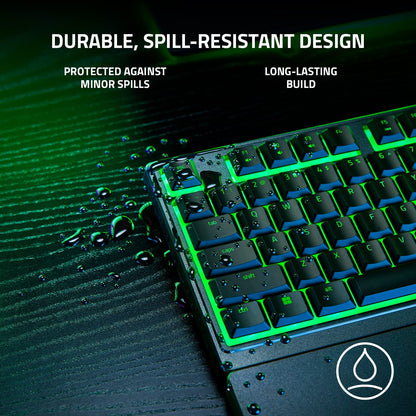 Ornata V3 X - Low Profile Gaming Keyboard (Silent Membrane Switches, Uv-Coated Keycaps, Durable, Spill-Resistant Design, Ergonomic Writst Rest) UK Layout | Black