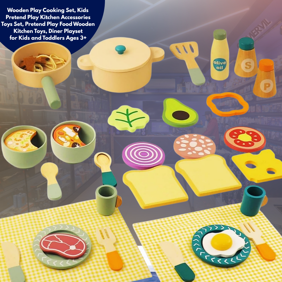Wooden Pretend Play Kitchen Set for Kids