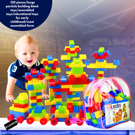 130-Piece Large Particle Building Blocks for Kids