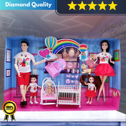 Family Doll Set with Pregnant Mom & Accessories