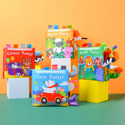 Novos brinquedos do bebê dos desenhos animados animais cauda livro de pano do bebê educacional anelado papel pano livro brinquedos iluminação brinquedos do bebê 0 12 meses