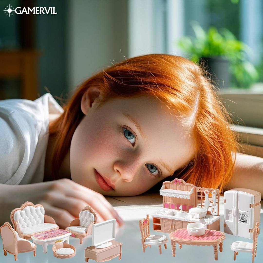 Adorable Kawaii Dollhouse Furniture Set - 10 Pieces