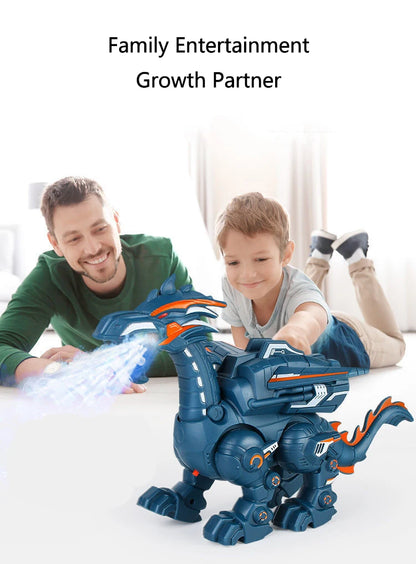 Simulation Fire Mechanical Dinoasur Water Spray Cool Light Electric Children Entertainment Puzzle Model Game Toys for Boys Gifts
