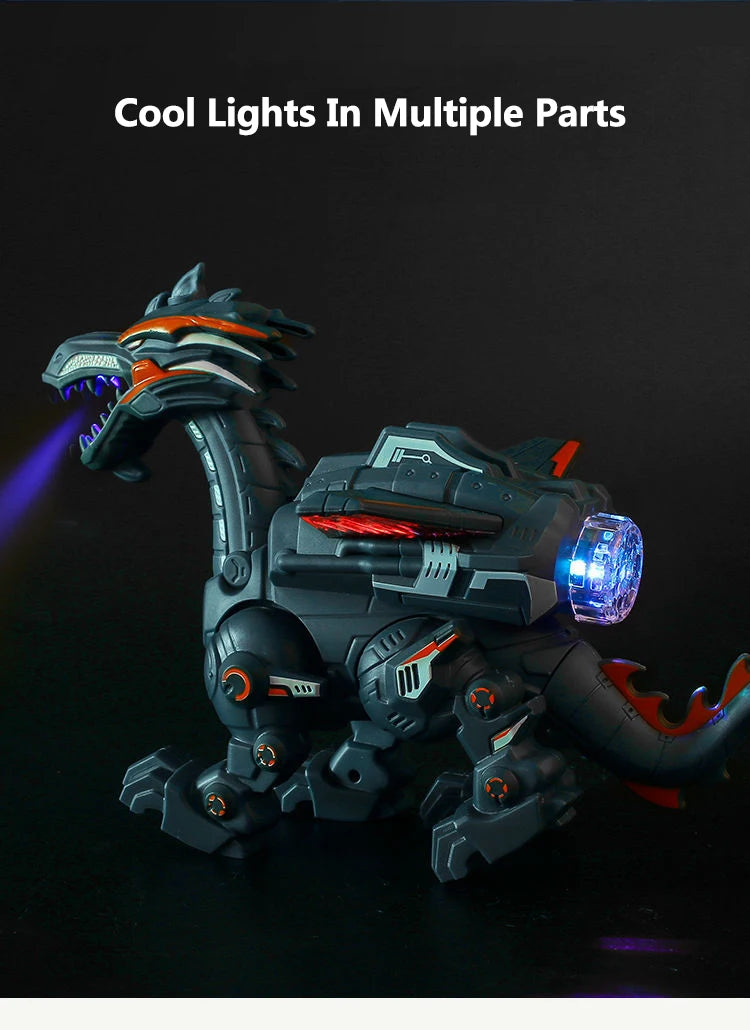 Simulation Fire Mechanical Dinoasur Water Spray Cool Light Electric Children Entertainment Puzzle Model Game Toys for Boys Gifts