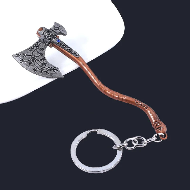 New God of War Ragnarok Keychain Kratos Ares Thor's Hammer Mjolnir Blades of Exile Leviathan Axe Weapon Penant Key Chain Jewelry