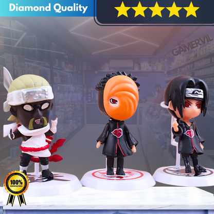 6 Pcs/Lot NARUTO Sasuke Gaara Uchiha Madara Figure 7-8Cm 2 Style Personality Base Mini Figurines