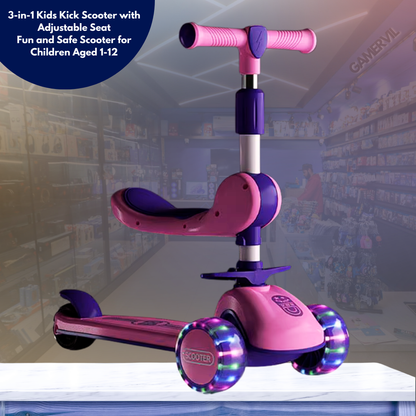 3-in-1 Kids Kick Scooter with Adjustable Seat