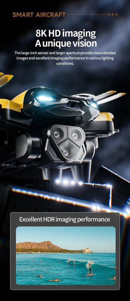 M5 Drone Professional 8K Wide-Angle HD Triple Camera WiFi FPV Height Hold RC Drone Aircraft Quadrotor Adult Children's Toys Gift