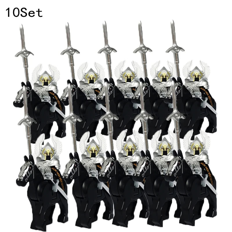 new 10sets Knights Dark Sauron Battle Five Armies with Sword Rohan with horse blocks kids toy