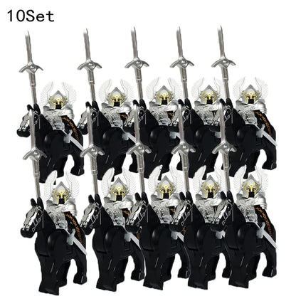 new 10sets Knights Dark Sauron Battle Five Armies with Sword Rohan with horse blocks kids toy